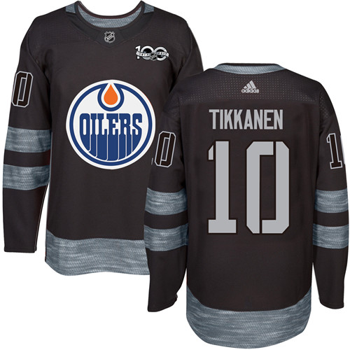 Men's Adidas Edmonton Oilers #10 Esa Tikkanen Authentic Black 1917-2017 100th Anniversary NHL Jersey