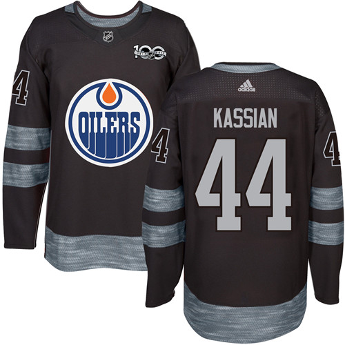 Men's Adidas Edmonton Oilers #44 Zack Kassian Authentic Black 1917-2017 100th Anniversary NHL Jersey
