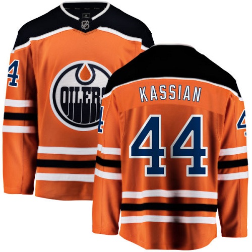 Men's Edmonton Oilers #44 Zack Kassian Authentic Orange Home Fanatics Branded Breakaway NHL Jersey