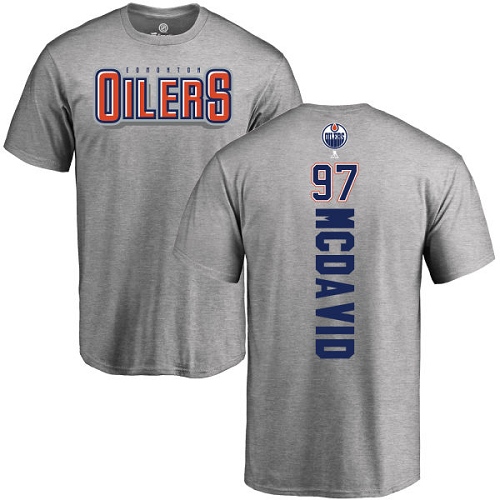 NHL Adidas Edmonton Oilers #97 Connor McDavid Ash Backer T-Shirt