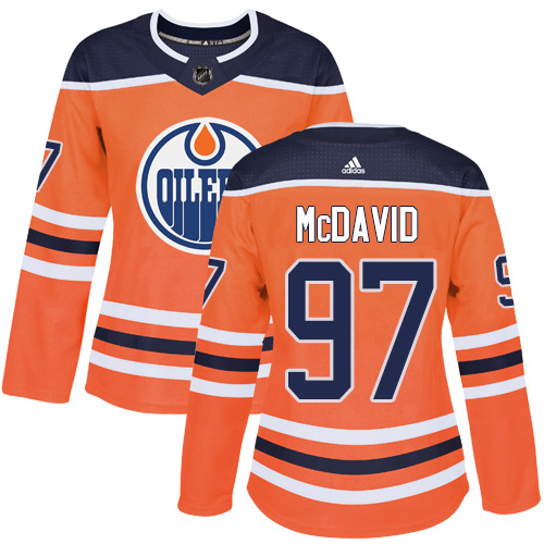 Women's Adidas Edmonton Oilers #97 Connor McDavid Authentic Orange Home NHL Jersey
