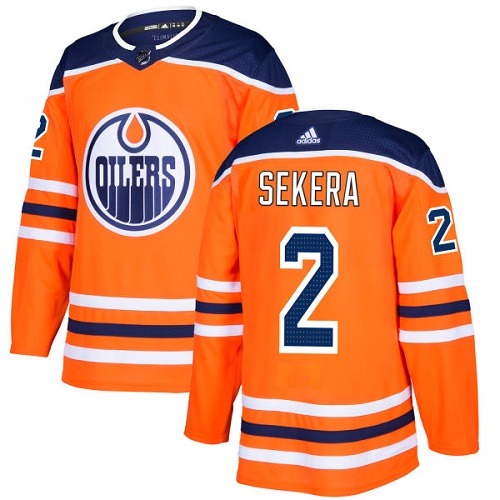 Youth Adidas Edmonton Oilers #2 Andrej Sekera Authentic Orange Home NHL Jersey
