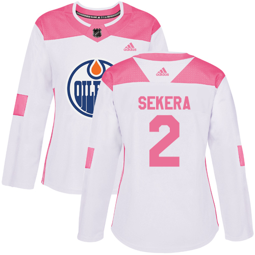 Women's Adidas Edmonton Oilers #2 Andrej Sekera Authentic White/Pink Fashion NHL Jersey