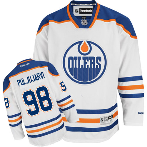 Women's Reebok Edmonton Oilers #98 Jesse Puljujarvi Authentic White Away NHL Jersey