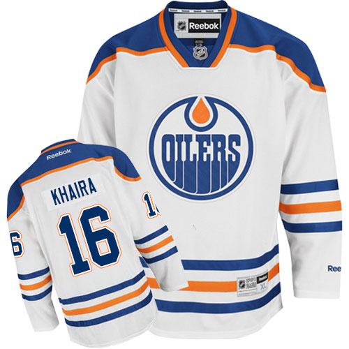 Men's Reebok Edmonton Oilers #16 Jujhar Khaira Authentic White Away NHL Jersey