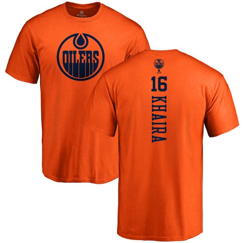 NHL Adidas Edmonton Oilers #16 Jujhar Khaira Orange One Color Backer T-Shirt