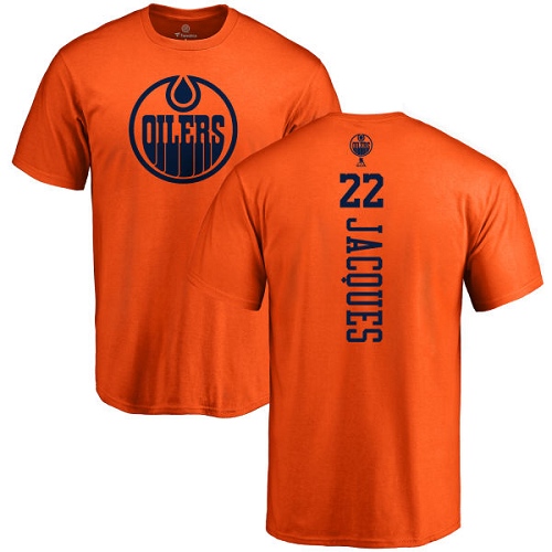 NHL Adidas Edmonton Oilers #22 Jean-Francois Jacques Orange One Color Backer T-Shirt