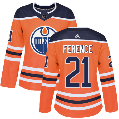 Women's Adidas Edmonton Oilers #21 Andrew Ference Authentic Orange Home NHL Jersey