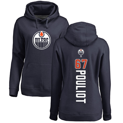 NHL Women's Adidas Edmonton Oilers #67 Benoit Pouliot Navy Blue Backer Pullover Hoodie