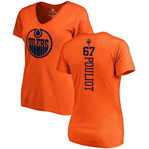 NHL Women's Adidas Edmonton Oilers #67 Benoit Pouliot Orange One Color Backer Slim Fit V-Neck T-Shirt
