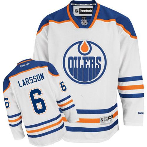 Youth Reebok Edmonton Oilers #6 Adam Larsson Authentic White Away NHL Jersey