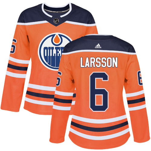 Women's Adidas Edmonton Oilers #6 Adam Larsson Authentic Orange Home NHL Jersey