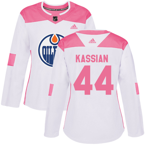 Women's Adidas Edmonton Oilers #44 Zack Kassian Authentic White/Pink Fashion NHL Jersey