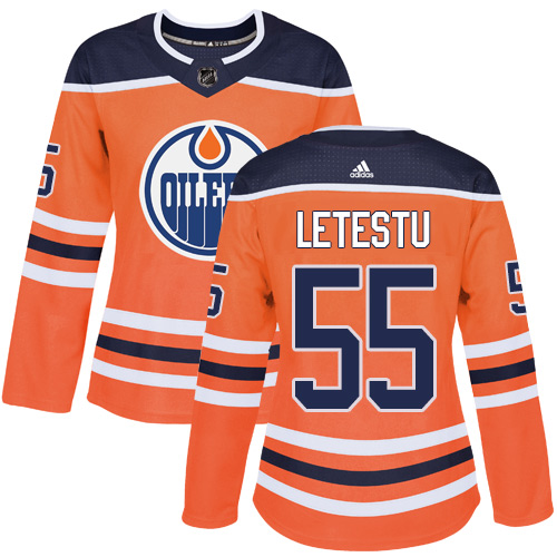 Women's Adidas Edmonton Oilers #55 Mark Letestu Authentic Orange Home NHL Jersey