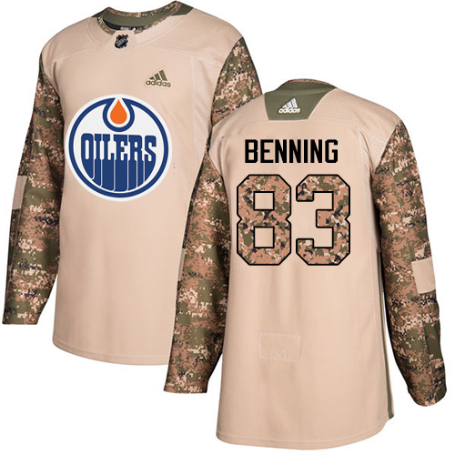 Men's Adidas Edmonton Oilers #83 Matt Benning Authentic Camo Veterans Day Practice NHL Jersey