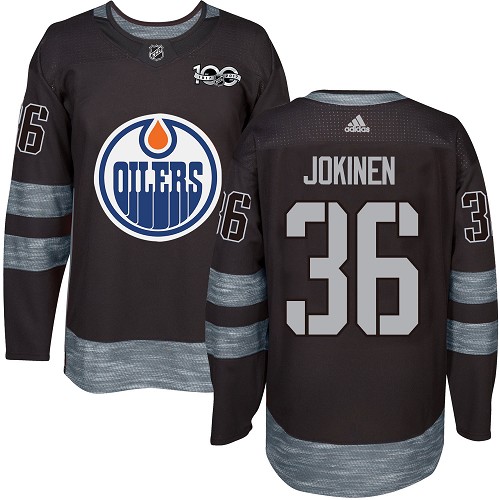Men's Adidas Edmonton Oilers #36 Jussi Jokinen Authentic Black 1917-2017 100th Anniversary NHL Jersey