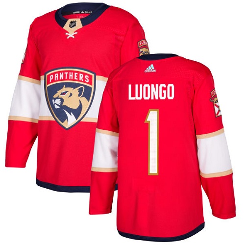 Men's Adidas Florida Panthers #1 Roberto Luongo Authentic Red Home NHL Jersey