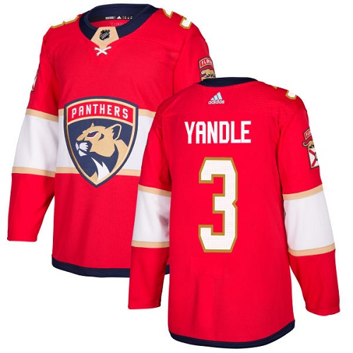 Men's Adidas Florida Panthers #3 Keith Yandle Authentic Red Home NHL Jersey