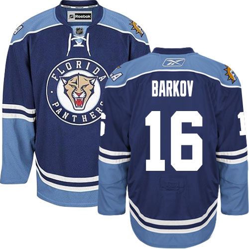 Men's Reebok Florida Panthers #16 Aleksander Barkov Premier Navy Blue Third NHL Jersey