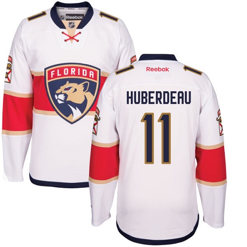 Men's Reebok Florida Panthers #11 Jonathan Huberdeau Authentic White Away NHL Jersey