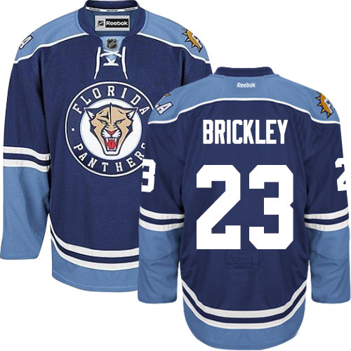 Men's Reebok Florida Panthers #23 Connor Brickley Premier Navy Blue Third NHL Jersey