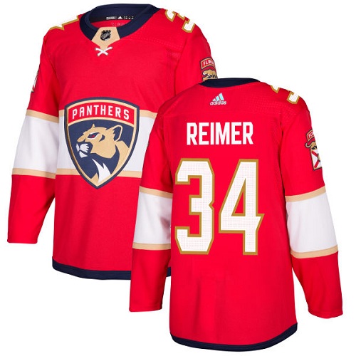 Men's Adidas Florida Panthers #34 James Reimer Authentic Red Home NHL Jersey