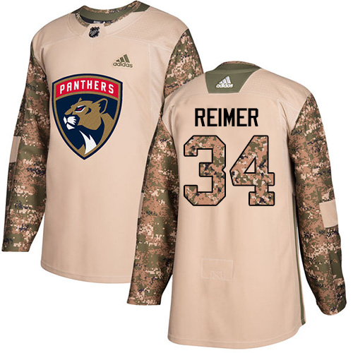 Men's Adidas Florida Panthers #34 James Reimer Authentic Camo Veterans Day Practice NHL Jersey