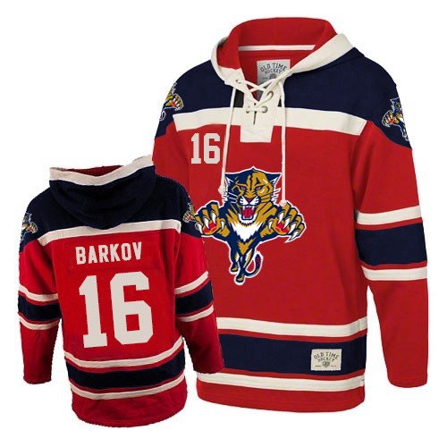 Men's Old Time Hockey Florida Panthers #16 Aleksander Barkov Authentic Red Sawyer Hooded Sweatshirt