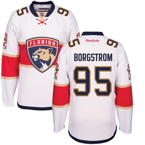 Men's Reebok Florida Panthers #95 Henrik Borgstrom Authentic White Away NHL Jersey