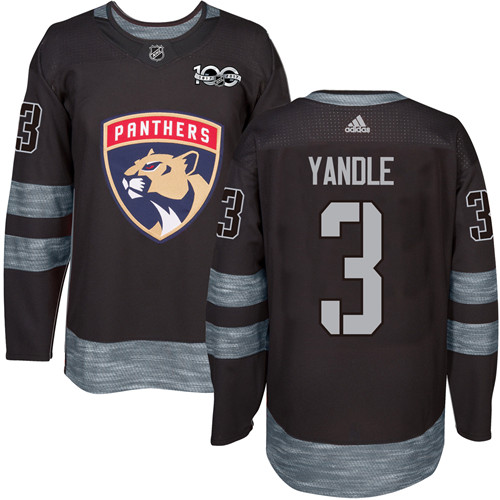 Men's Adidas Florida Panthers #3 Keith Yandle Premier Black 1917-2017 100th Anniversary NHL Jersey
