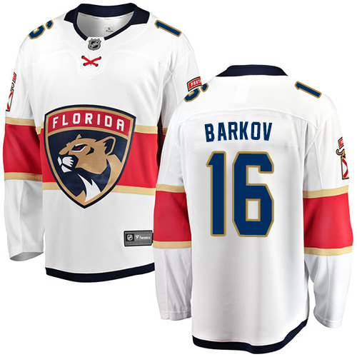 Men's Florida Panthers #16 Aleksander Barkov Authentic White Away Fanatics Branded Breakaway NHL Jersey