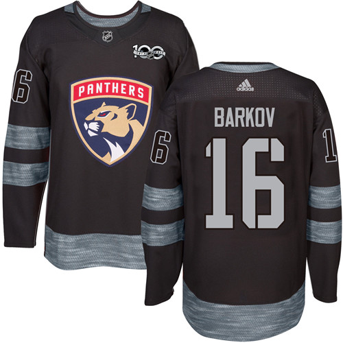 Men's Adidas Florida Panthers #16 Aleksander Barkov Premier Black 1917-2017 100th Anniversary NHL Jersey