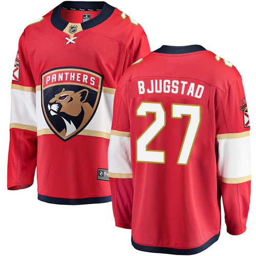 Men's Florida Panthers #27 Nick Bjugstad Authentic Red Home Fanatics Branded Breakaway NHL Jersey