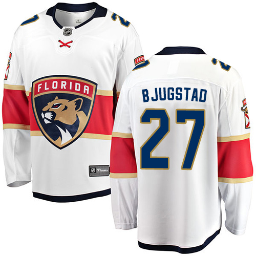 Men's Florida Panthers #27 Nick Bjugstad Authentic White Away Fanatics Branded Breakaway NHL Jersey