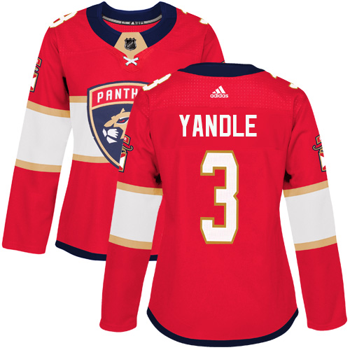 Women's Adidas Florida Panthers #3 Keith Yandle Authentic Red Home NHL Jersey