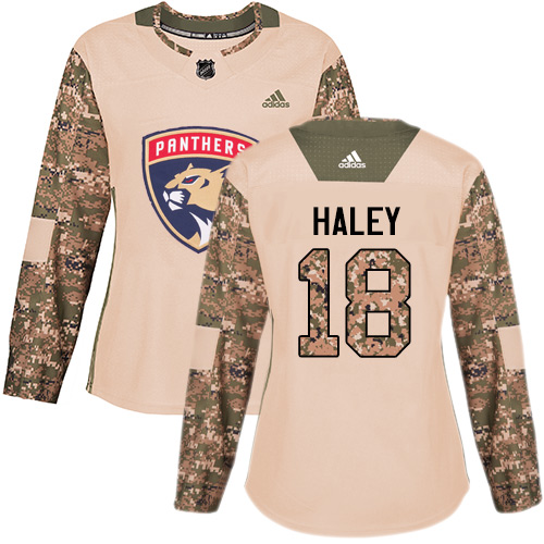 Women's Adidas Florida Panthers #18 Micheal Haley Authentic Camo Veterans Day Practice NHL Jersey