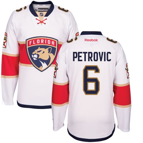 Youth Reebok Florida Panthers #6 Alex Petrovic Authentic White Away NHL Jersey