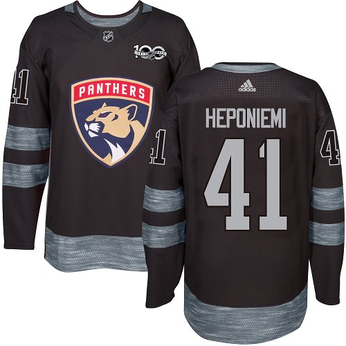 Men's Adidas Florida Panthers #41 Aleksi Heponiemi Premier Black 1917-2017 100th Anniversary NHL Jersey