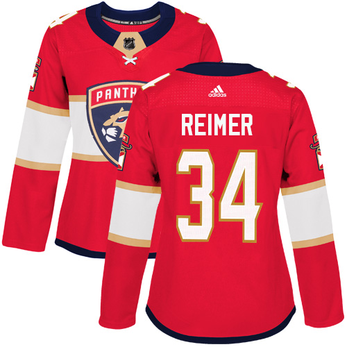 Women's Adidas Florida Panthers #34 James Reimer Authentic Red Home NHL Jersey