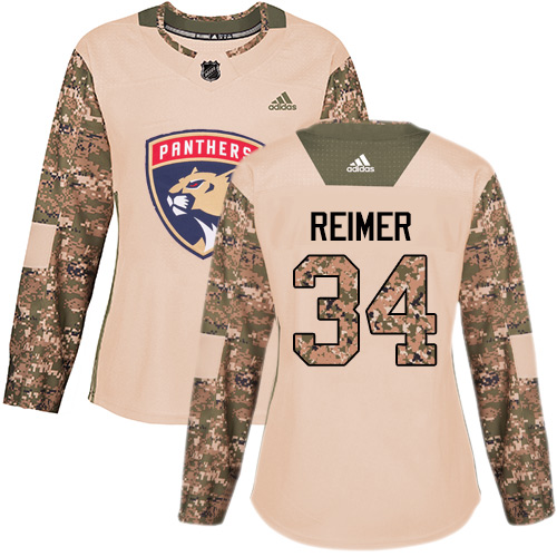 Women's Adidas Florida Panthers #34 James Reimer Authentic Camo Veterans Day Practice NHL Jersey