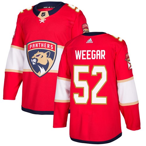 Men's Adidas Florida Panthers #52 MacKenzie Weegar Premier Red Home NHL Jersey