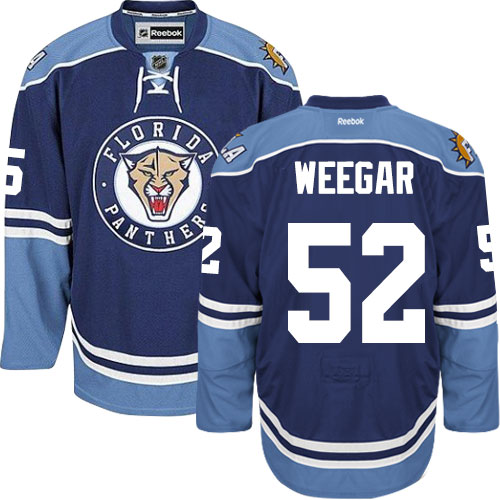 Men's Reebok Florida Panthers #52 MacKenzie Weegar Premier Navy Blue Third NHL Jersey