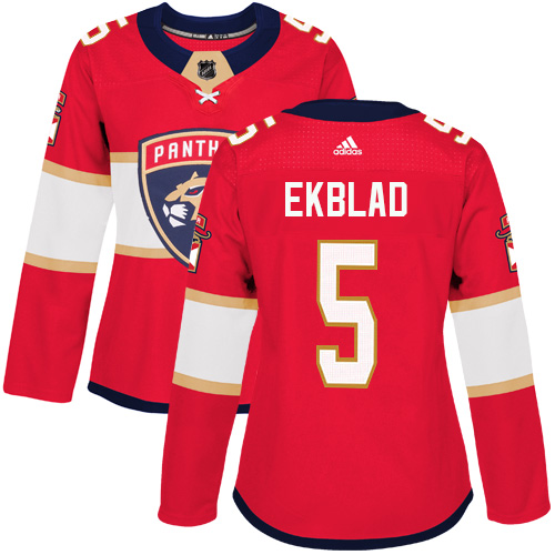 Women's Adidas Florida Panthers #5 Aaron Ekblad Premier Red Home NHL Jersey
