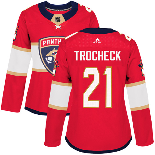Women's Adidas Florida Panthers #21 Vincent Trocheck Premier Red Home NHL Jersey