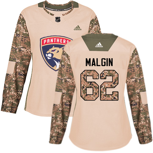 Women's Adidas Florida Panthers #62 Denis Malgin Authentic Camo Veterans Day Practice NHL Jersey