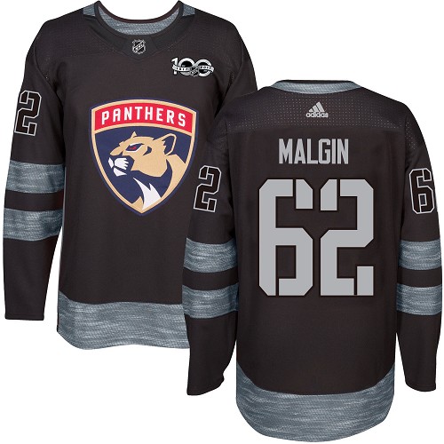 Men's Adidas Florida Panthers #62 Denis Malgin Authentic Black 1917-2017 100th Anniversary NHL Jersey