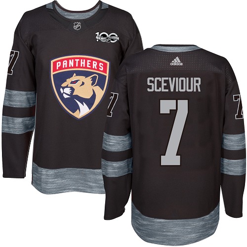 Men's Adidas Florida Panthers #7 Colton Sceviour Authentic Black 1917-2017 100th Anniversary NHL Jersey