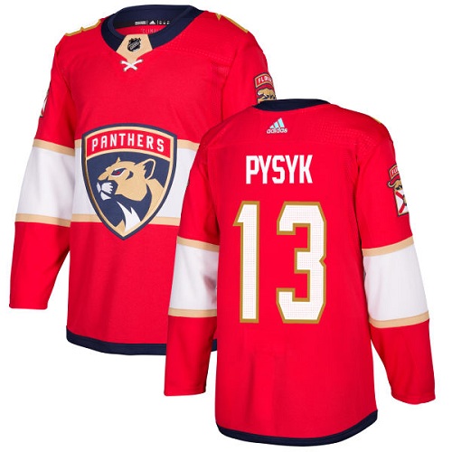 Men's Adidas Florida Panthers #13 Mark Pysyk Premier Red Home NHL Jersey