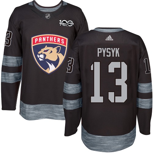 Men's Adidas Florida Panthers #13 Mark Pysyk Premier Black 1917-2017 100th Anniversary NHL Jersey