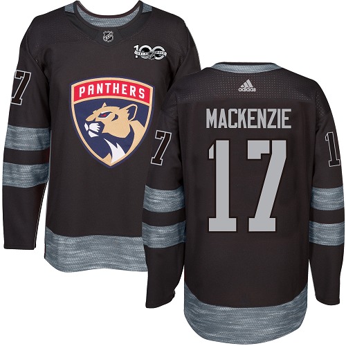 Men's Adidas Florida Panthers #17 Derek MacKenzie Premier Black 1917-2017 100th Anniversary NHL Jersey
